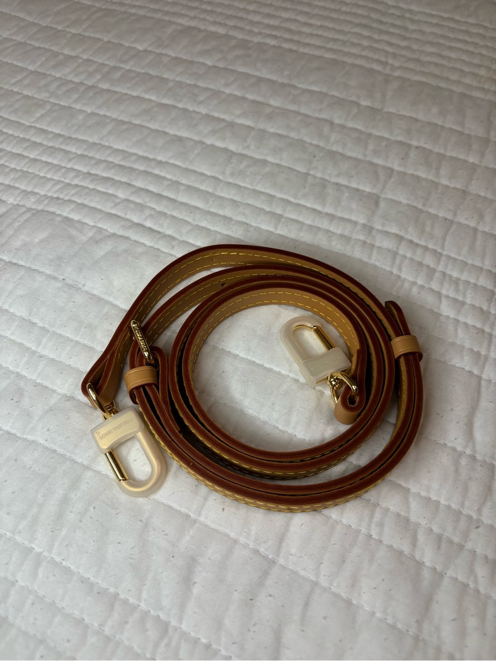 Louis Vuitton Brown Leather Crossbody Strap with Gold Hardware